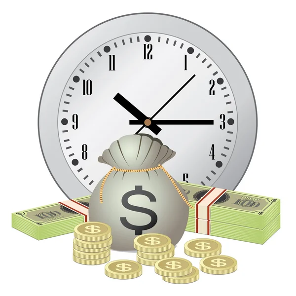 Годинник і гроші — стоковий вектор