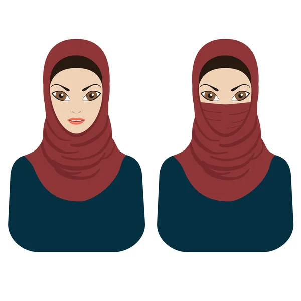 ヒジャーブと paranja のイスラム教の女性. — ストックベクタ
