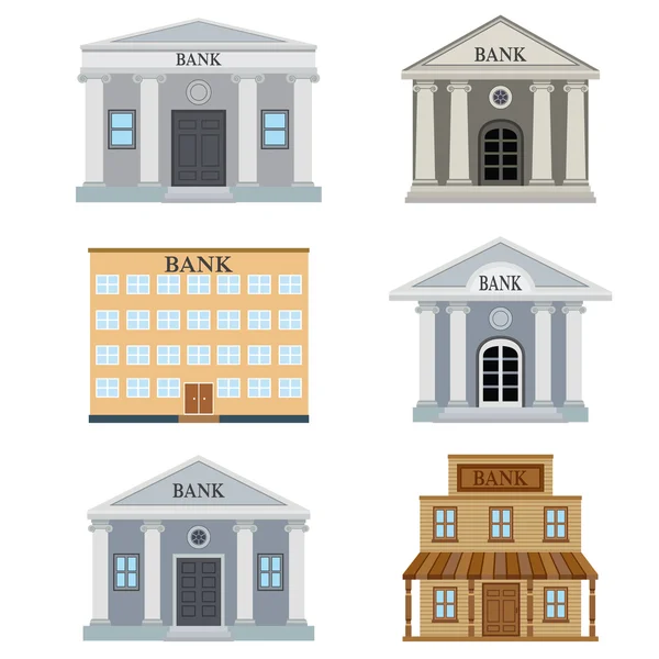 Conjunto de edificios bancarios . — Vector de stock