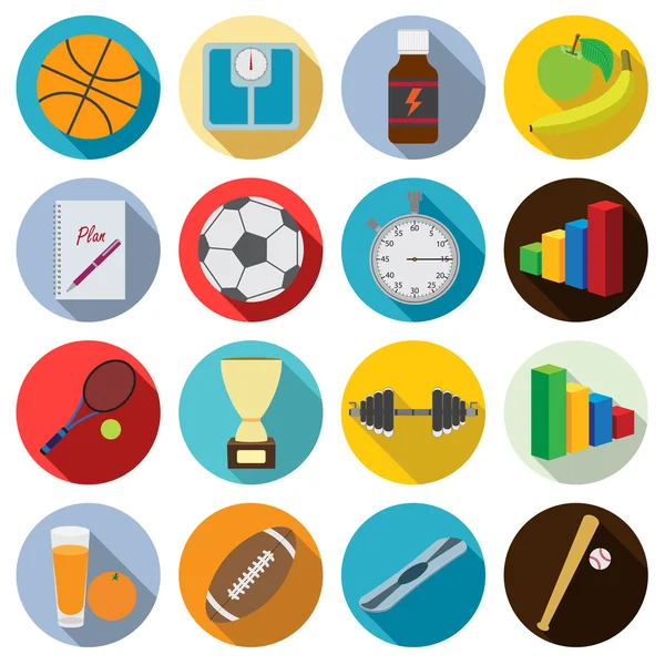 Set of flat fitness icons. — Stock Vector