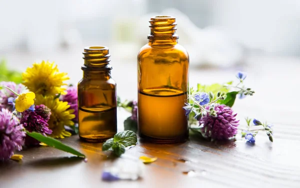 Alternatieve Geneeskunde Helende Kruiden Oliën Kruiden Aromatherapie Oliën Met Geneeskrachtige — Stockfoto