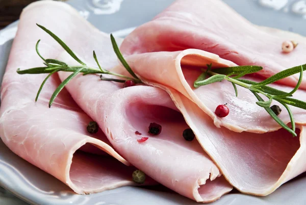 Ham Slices with Rosemary — Stock Photo, Image