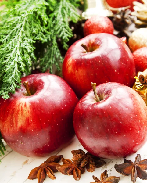 Christmas Sweet Red Apples with Spices — Stock Photo, Image