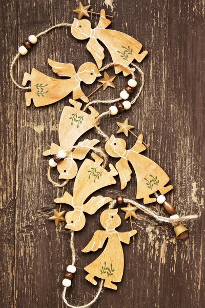 Wooden Angels Vintage Christmas Decoration — Stock Photo, Image