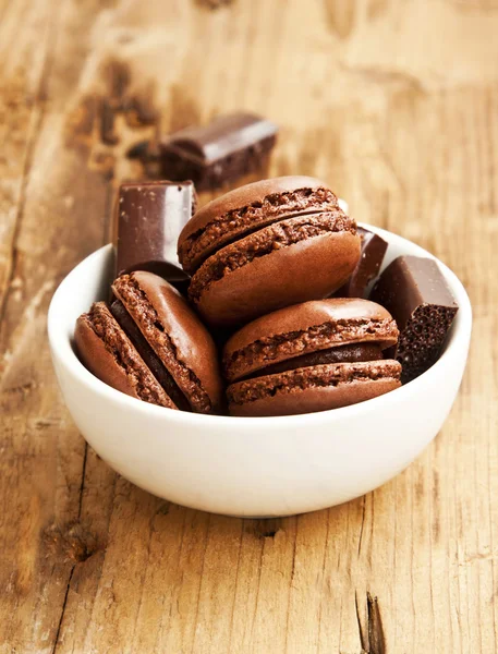 Macarrones de chocolate Pastelería francesa — Foto de Stock