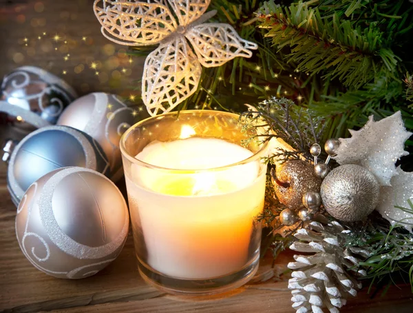 Magic Christmas Candle Light Stock Photo