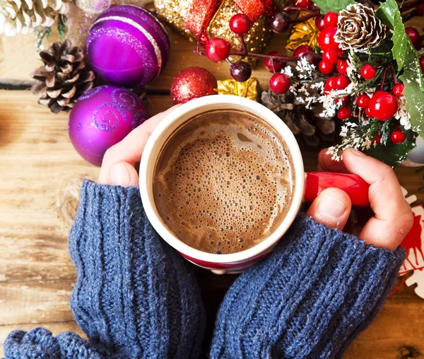 Warm Hands Holding Chocolate Cup — Stock Photo, Image