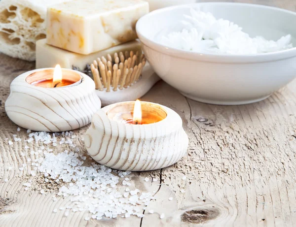 Pure Wellness and Spa Setting with Candles, Calming Zen Setting — Stock Photo, Image