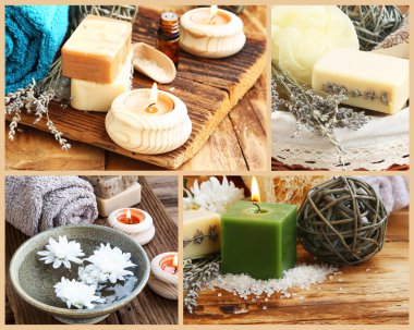 Kolaj ayarlama spa yapılmış dört Spa fotoğraf ayarları ve Pr