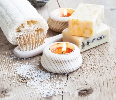 Doğal Soap.Home Spa mumlar yanan ile ayarı