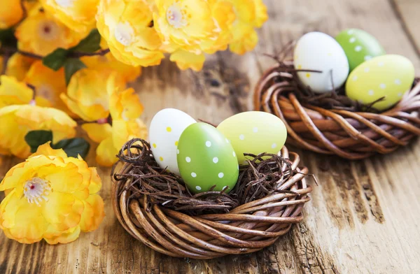 Easter Eggs Painted in Nests — Stock Photo, Image