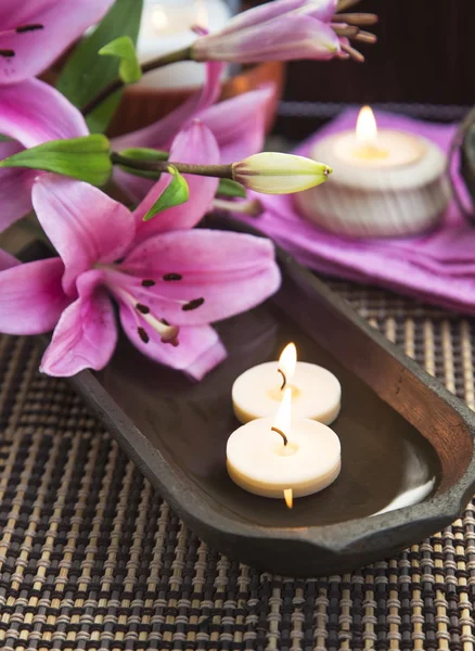 Spa Floating Burning Candles — Stock Photo, Image