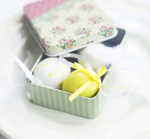 Easter Eggs in a Gift Box — Stock Photo, Image