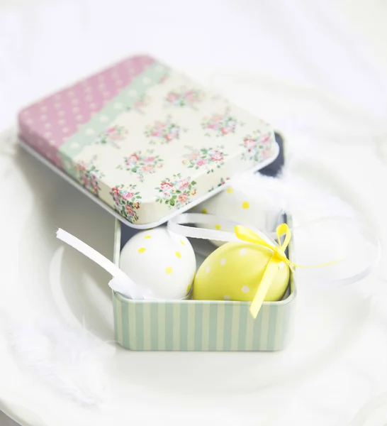 Easter Eggs in a Gift Box — Stock Photo, Image