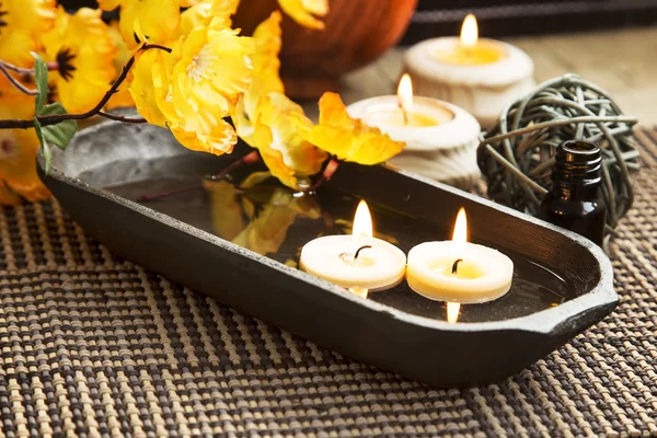 Spa Floating Burning Candles — Stock Photo, Image