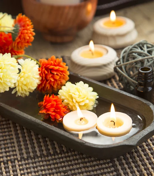 Spa Floating Burning Candles — Stock Photo, Image