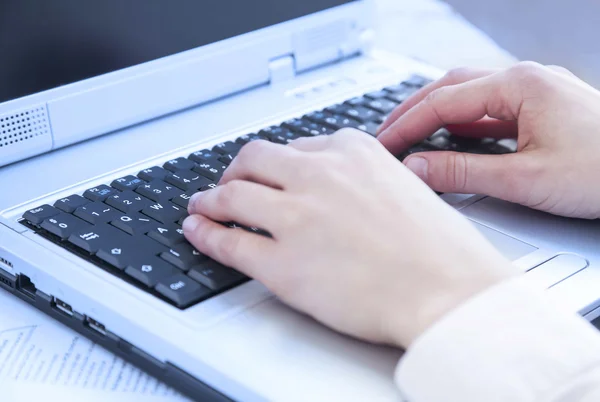 Hands Typing on Computer Keyboard at Office — Stock Photo, Image