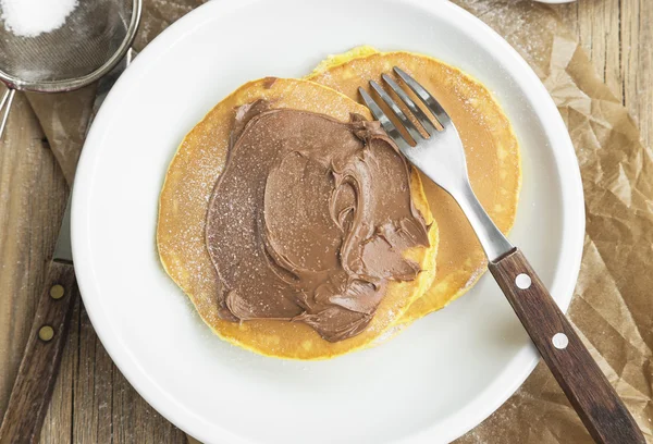 Pancakes with Chocolate Cream — Stock Photo, Image