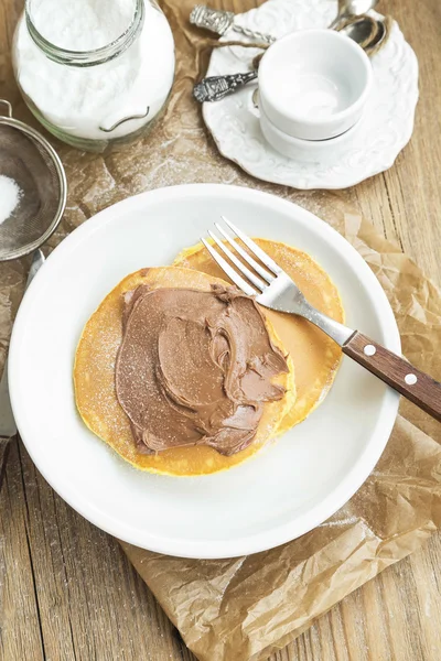 Pancakes with Chocolate Cream — Stock Photo, Image