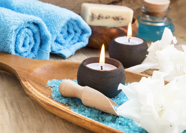 Spa Still Life with Burning Candles — Stock Photo, Image