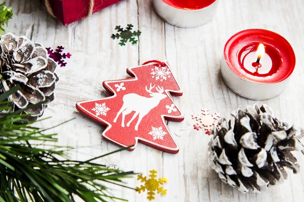 Natal ornamento de renas de madeira — Fotografia de Stock