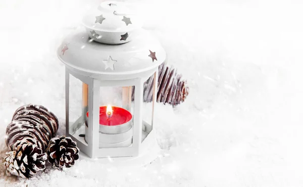 Magic Christmas Lantern in the Snowfall — Stock Photo, Image