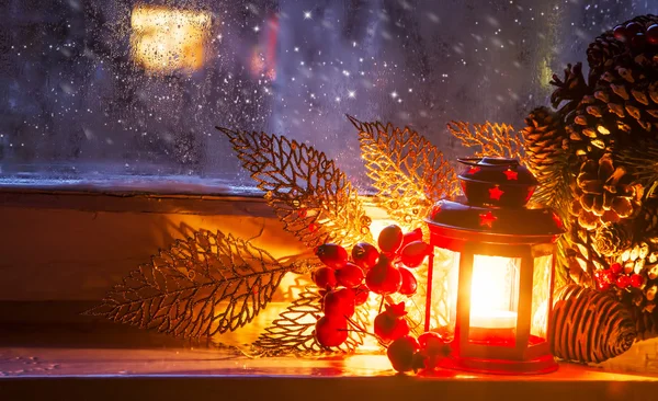 Christmas Window Lantern — Stock Photo, Image