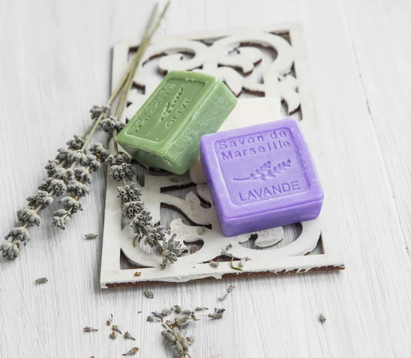 Marseille soaps with lavender and olive — Stock Photo, Image