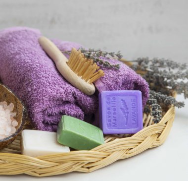 Havlu, lavanta sabun ile Spa Ürünleri
