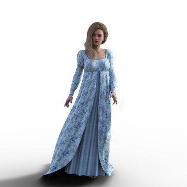 Mavi elbiseli kral naibi kadın