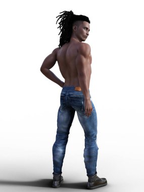 Tişörtsüz adamın arka görünüşü