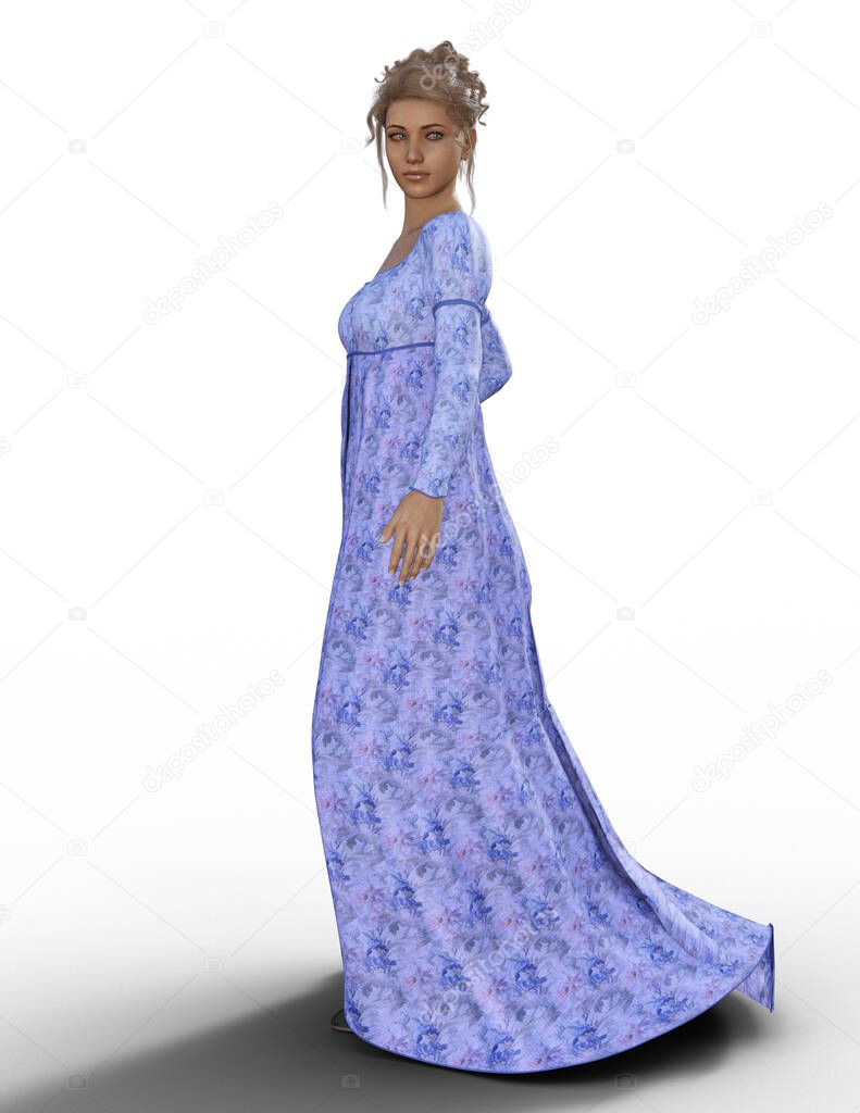 Regency woman in lavender gown