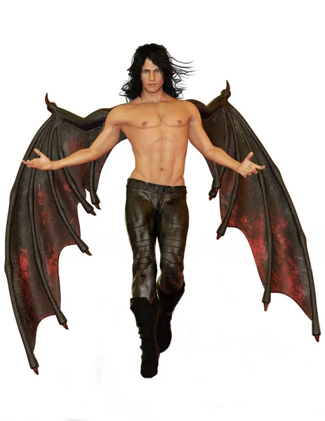 Sexy male demon with bat wings