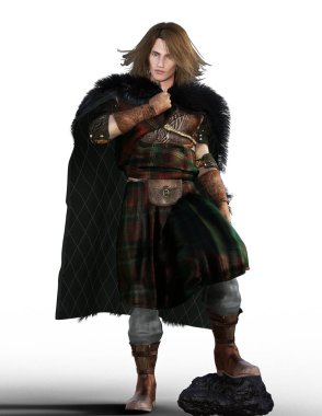 İskoç resimli Viking adam. 