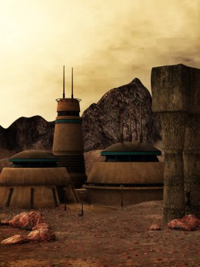 Kum karakolu kayalık çölde.