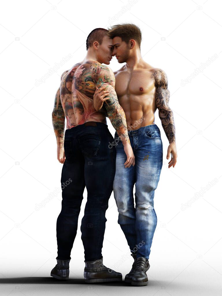 Gay tattooed shirtless men