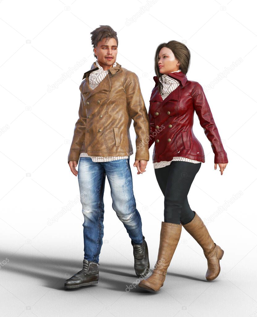 Couple out for a winter walk wearing coats