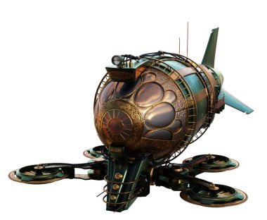 Copper dirigible with hover fans clipart