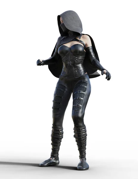 Female Assassin Ready Fight Sexy Outfit — Stock Photo, Image