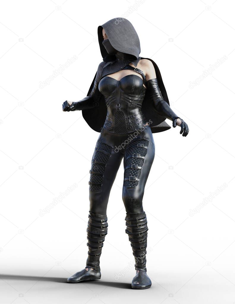 Female assassin ready to fight in sexy outfit