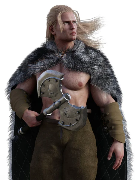 Kürklü ve baltalı Viking savaşçısı