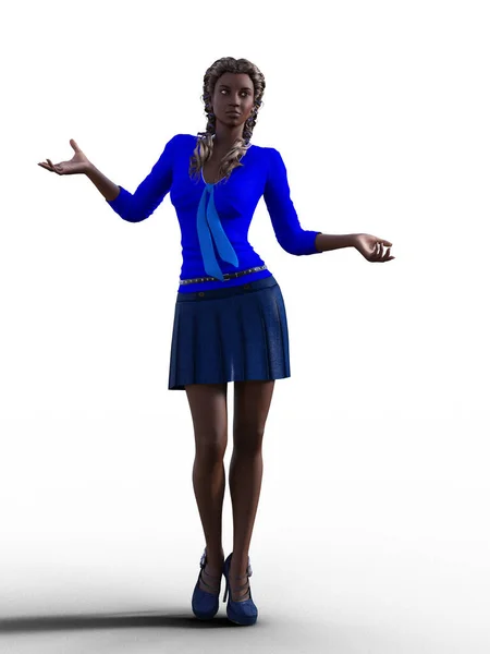 Młody Afryki Nastolatek Dziewczyna Spódnica Warkocze Ilustracja — Zdjęcie stockowe