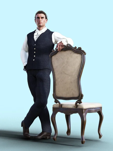 Handsome Regency Historical Man Chair — Stock Photo, Image