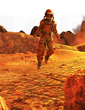 Astronot gezegen yüzeyinde zıplıyor