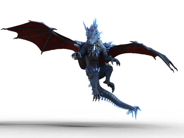 Vinged Blå Dragon Flygande Illustration — Stockfoto