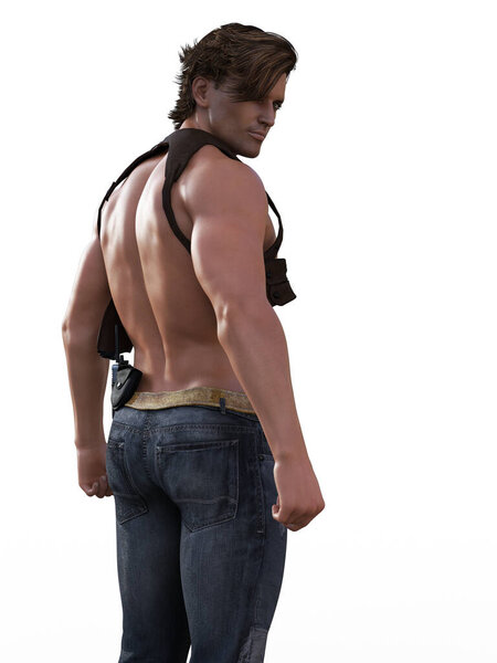 Сексуальная иллюстрация без рубашки для полицейского