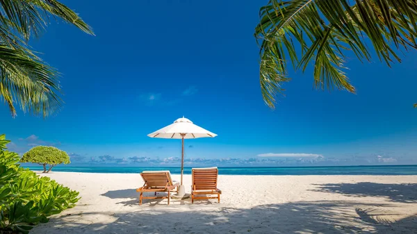 Luxus Strandresort Strandliegen Meer Mit Weißem Sand Über Dem Meer — Stockfoto