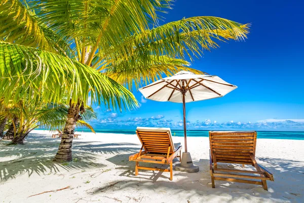 Luxus Strandresort Strandliegen Meer Mit Weißem Sand Über Dem Meer — Stockfoto