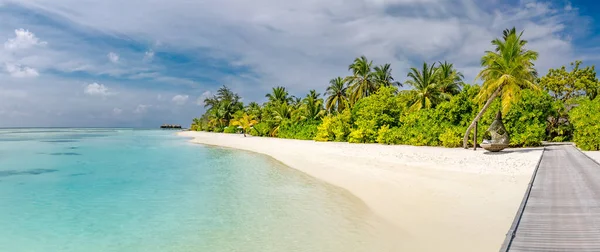 Мальдивский Райский Пляж Идеальный Тропический Остров Красивые Пальмы Тропический Пляж — стоковое фото