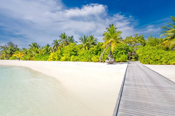 Plaża Malediwach Tropikalny Krajobraz Letniej Scenerii Biały Piasek Palmami Luksusowe — Zdjęcie stockowe